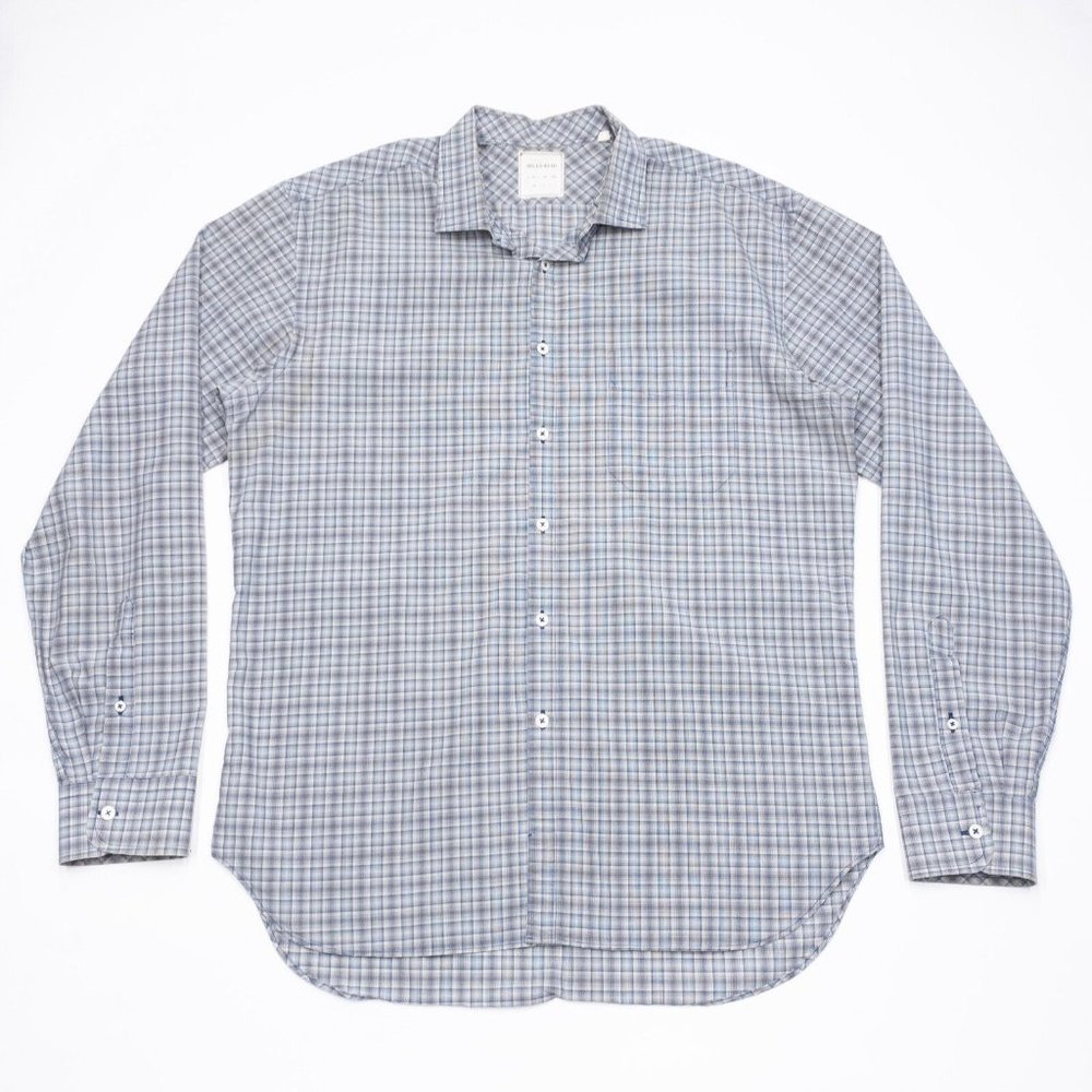 Billy Reid Plaid Shirt Men's Large Made In Italy Long Sleeve Button-Down